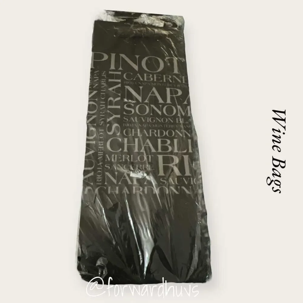 Wine Bottle Gift Bags (3) Black and (3) Silver with Tissue Paper